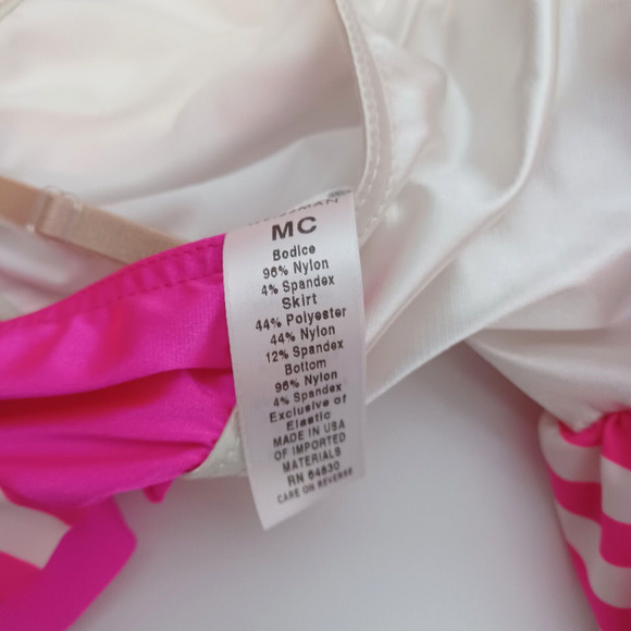 Weissman Girls Dance Recital Costume Gymnastics Pink Stripe One Piece Medium - Picture 8 of 8